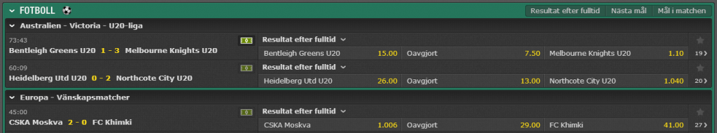 Live Betting Fotboll live betting fotboll