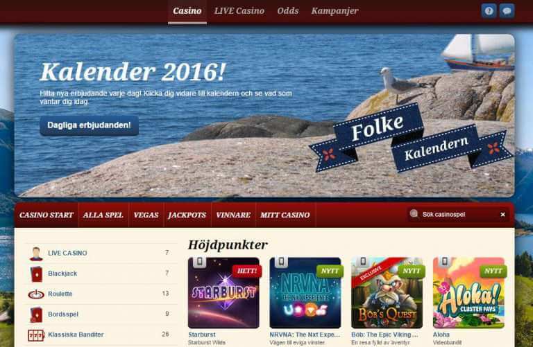 live casino Folkeautomatens Spel Utbud