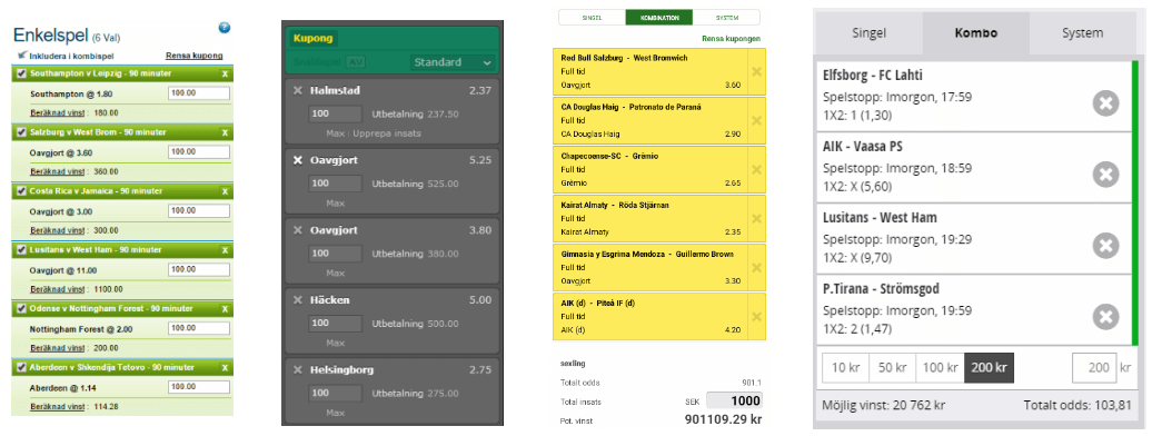 Kombinationsspel Betting Kombinationsspel Fotboll
