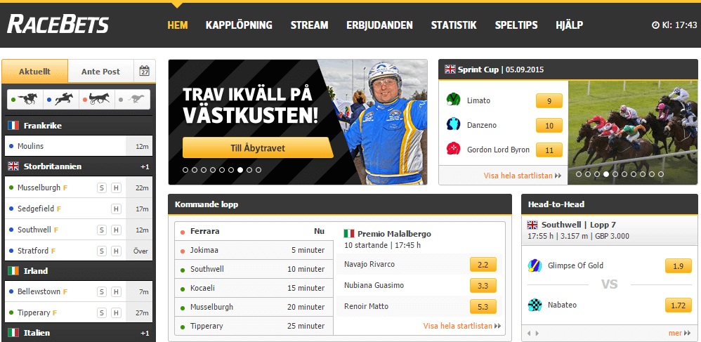 Racebets Spelsajt Racebets Hemsida