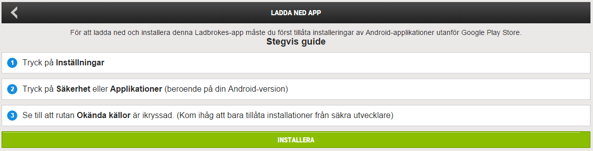 Ladbrokes nedladdning android app Ladbrokes Android App Nedladdning