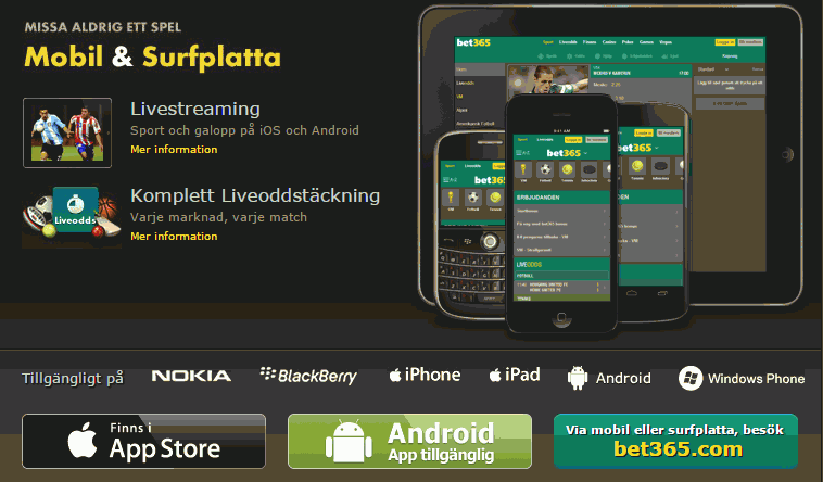 Mobil och Surfplatta Bet365 Bet365 Mobil