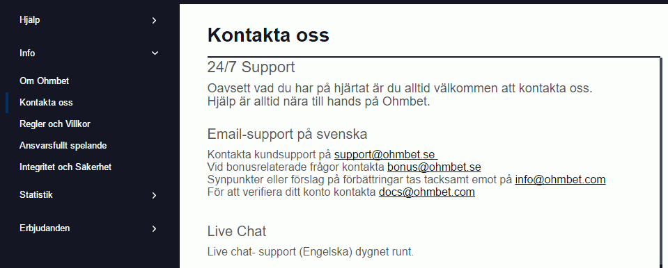 Ohmbet Kontakta Ohmbet Kontakta oss