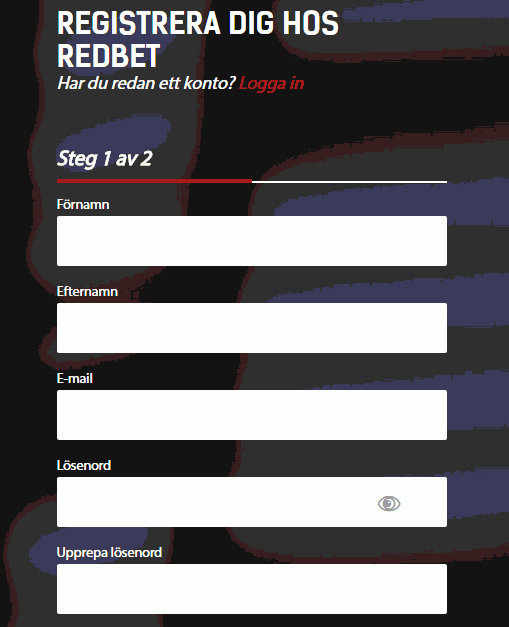 redbet registrierung redbet bonuskod registrierung screenshot