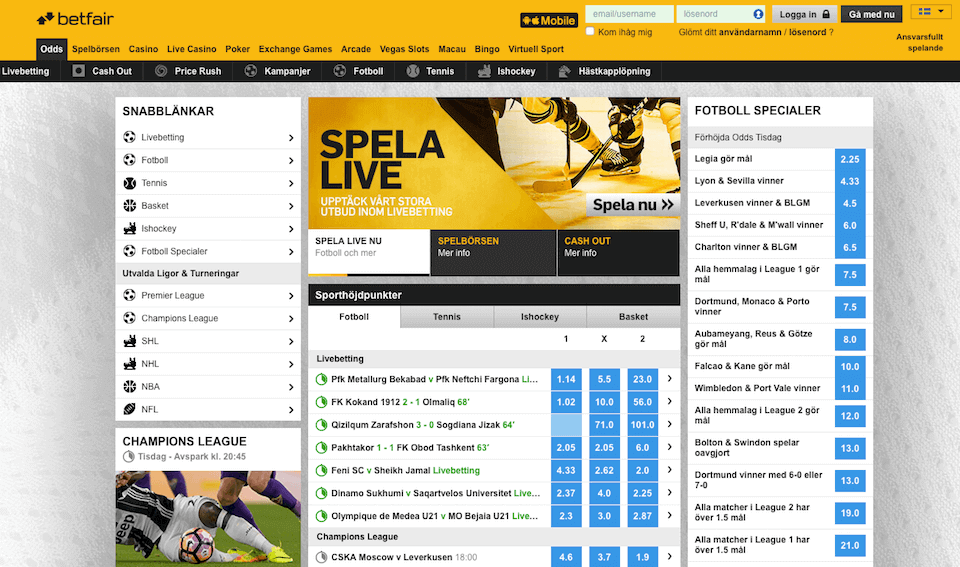 live odds live spela betfair