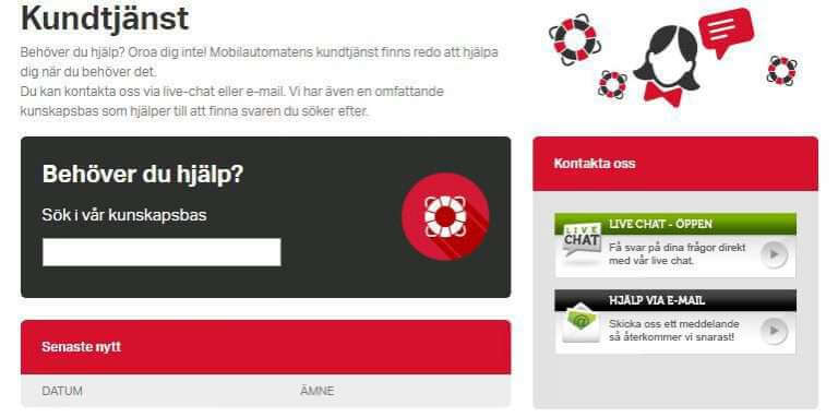Mobilautomaten kundservice Mobilautomaten Casino recension kundservice