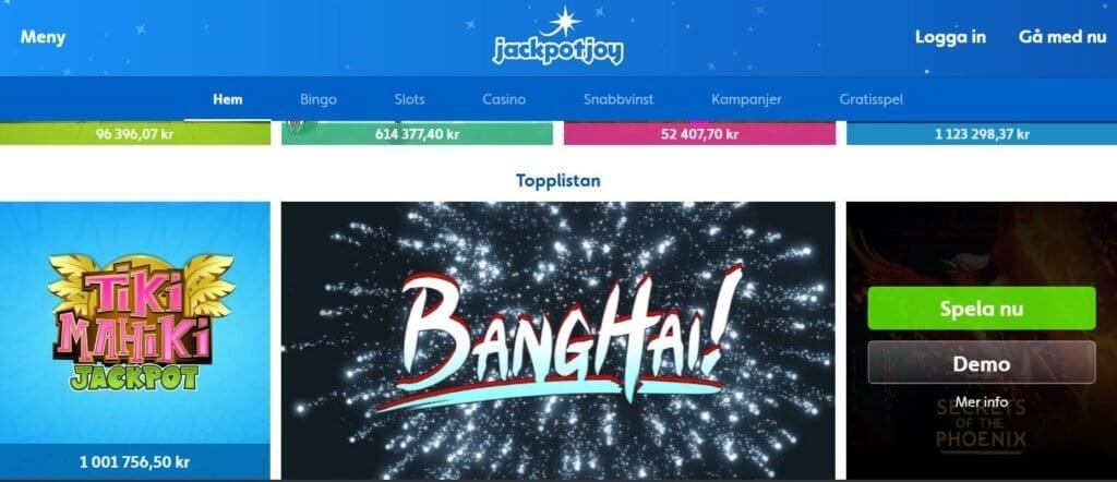 JACKPOTJOY CASINOSPEL JACKPOTJOY SPELA NU