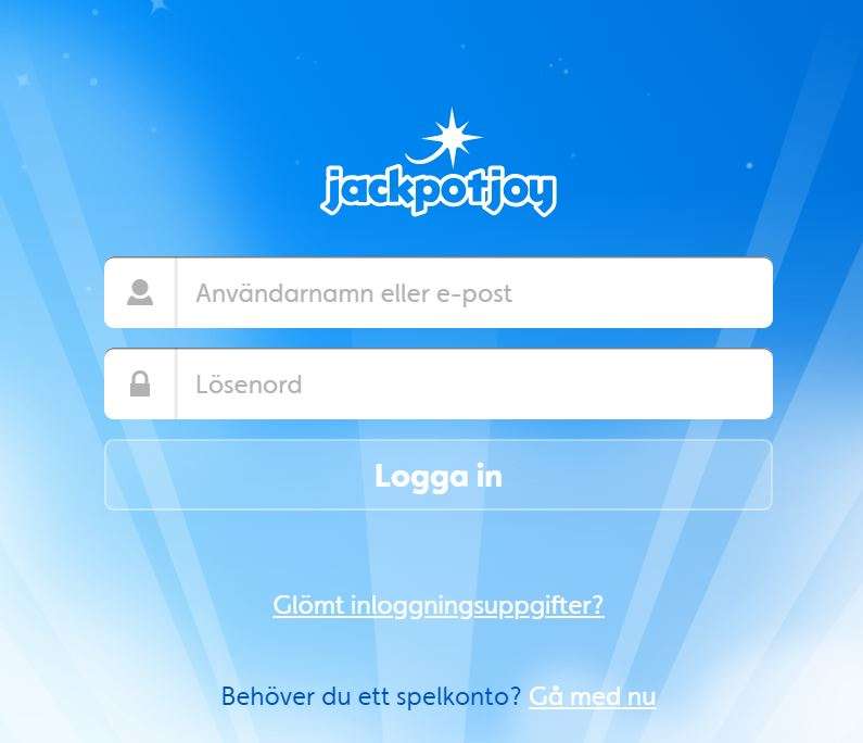 REGISTRERING JACKPOTJOY JACKPOTJOY LOGGA IN