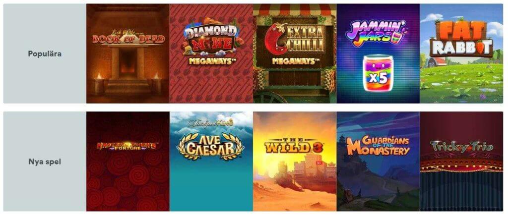 Casumo Populära och Nya Spel Casumo Spelutbud