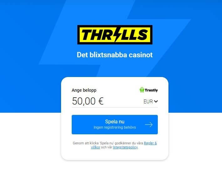 Spelutbud hos Thrills casino Thrills casino bonussystem