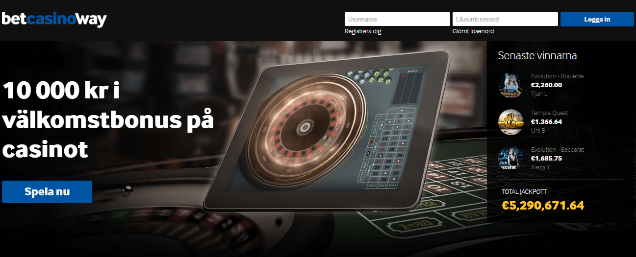 Få upp till 10000 kr i bonus på Betway Betway casino bonus